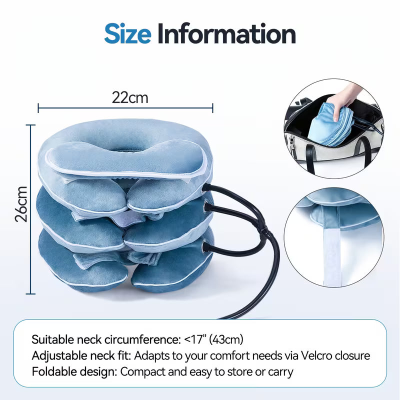 inflabtable cerival neck traction device & vollar brace