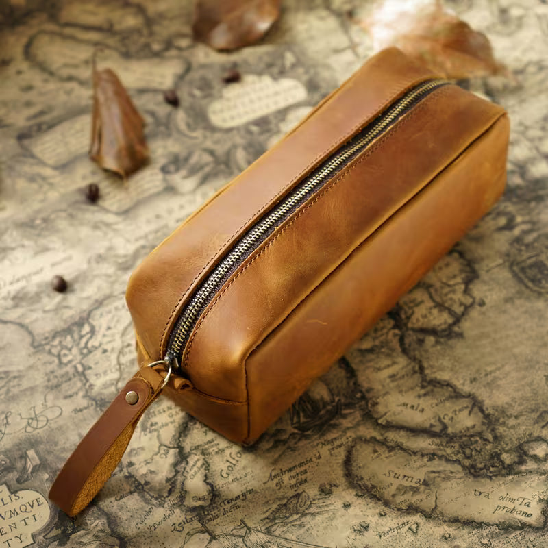 leather cosmetic pouch