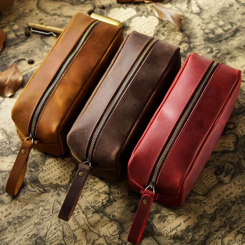 leather cosmetic pouch
