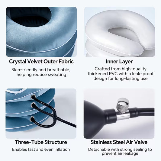 inflabtable cerival neck traction device & vollar brace