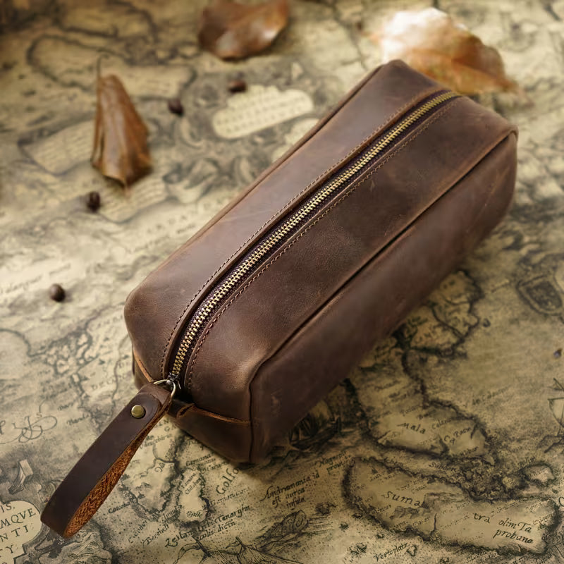 leather cosmetic pouch