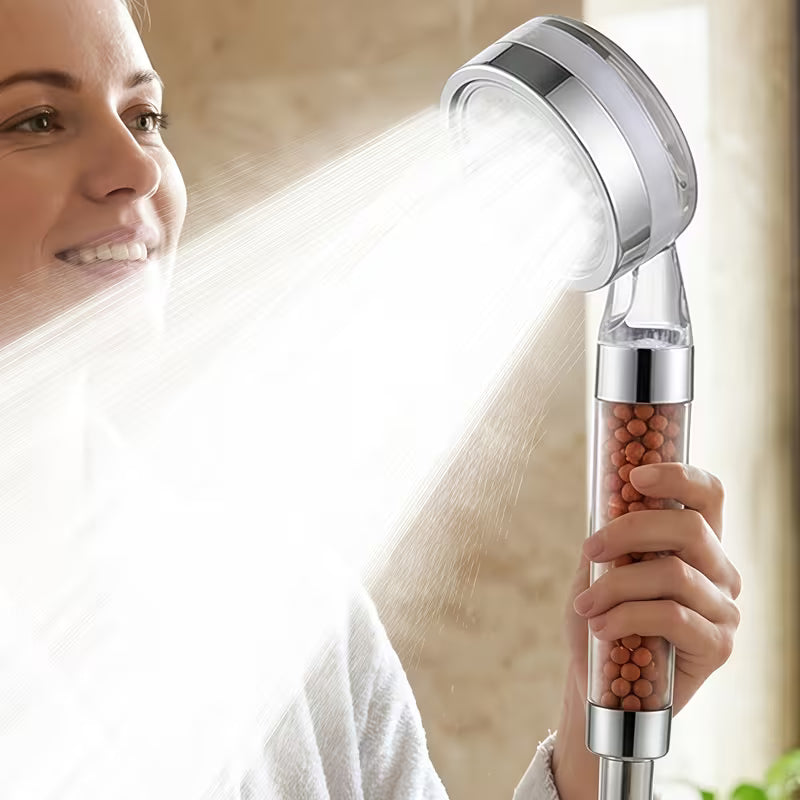 mineral beads shower head handheld high pressure negatice ion filter