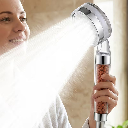 mineral beads shower head handheld high pressure negatice ion filter