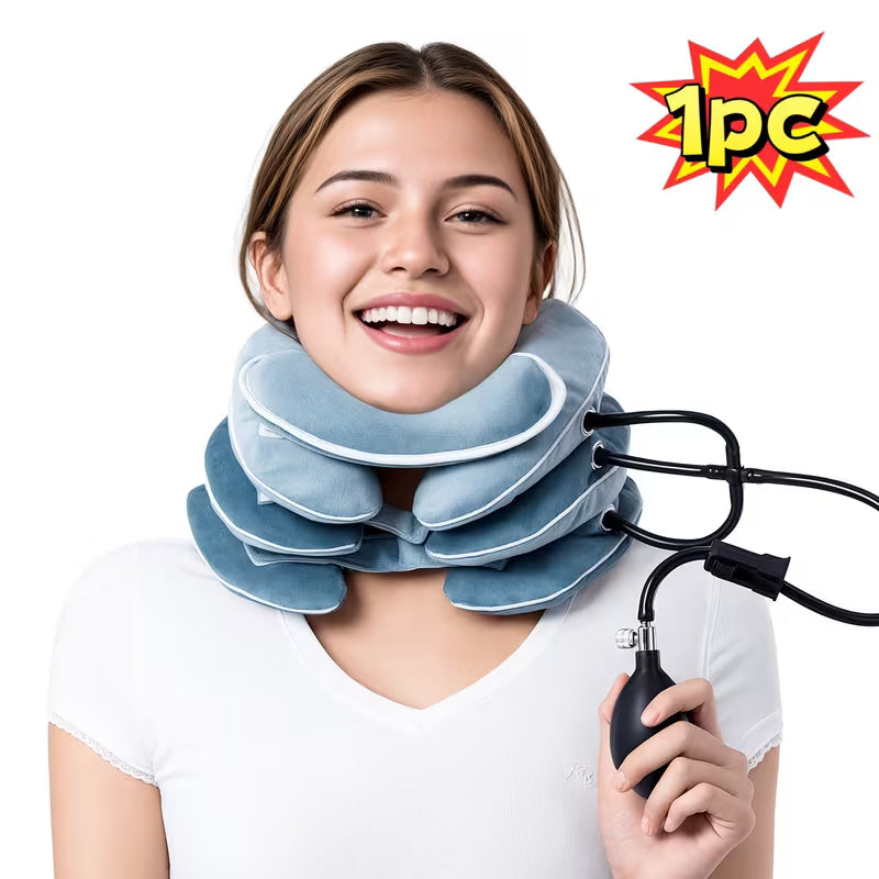 inflabtable cerival neck traction device & vollar brace