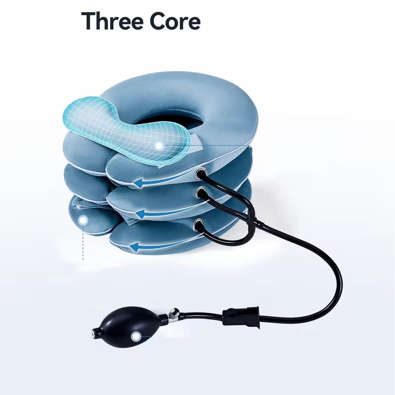 inflabtable cerival neck traction device & vollar brace
