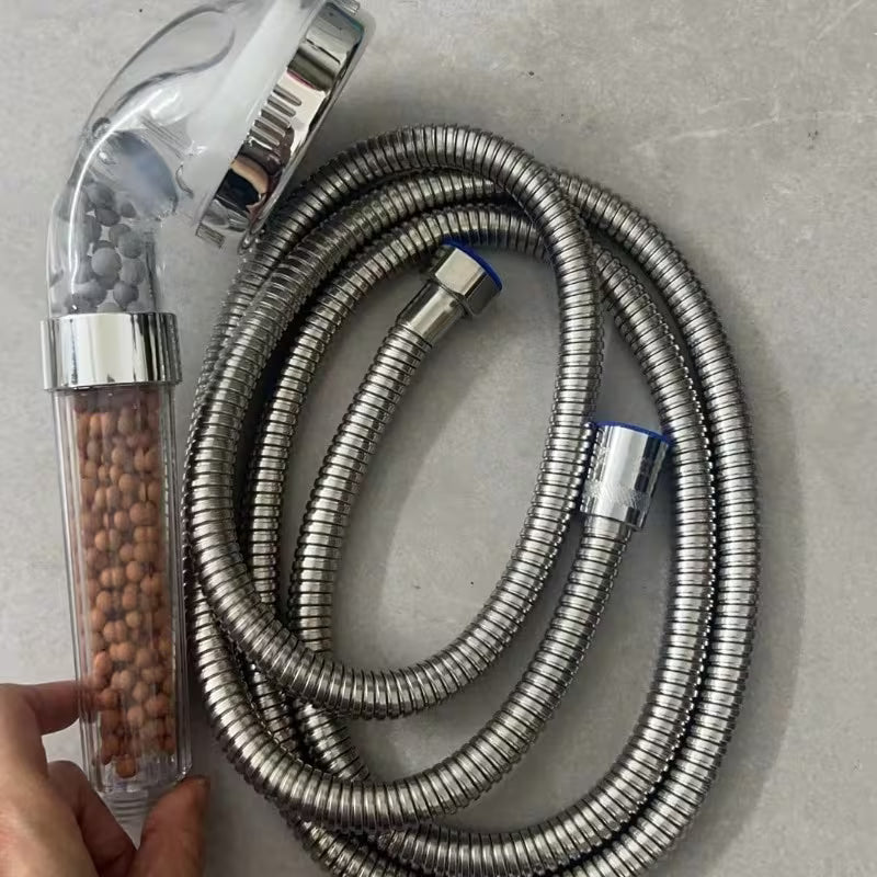 mineral beads shower head handheld high pressure negatice ion filter