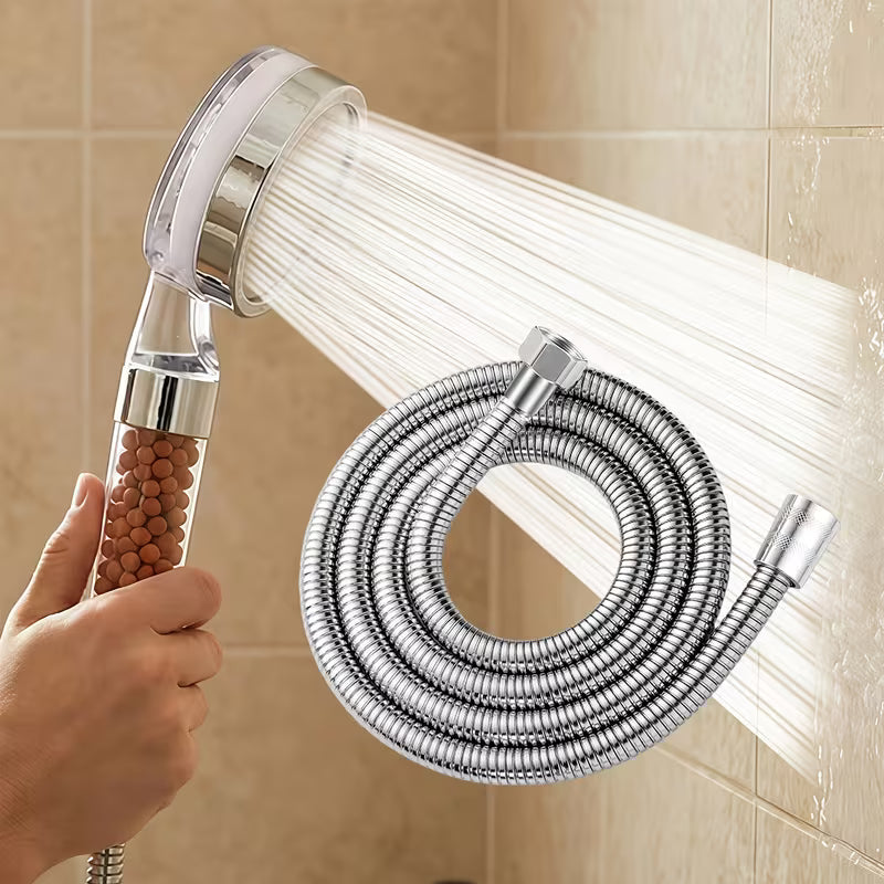 mineral beads shower head handheld high pressure negatice ion filter