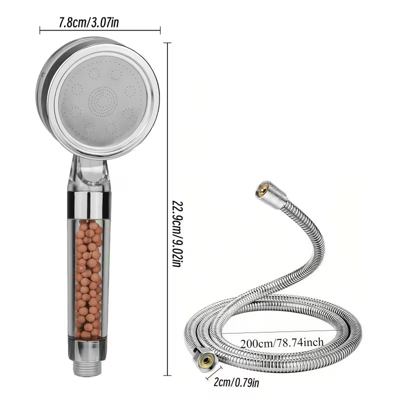 mineral beads shower head handheld high pressure negatice ion filter